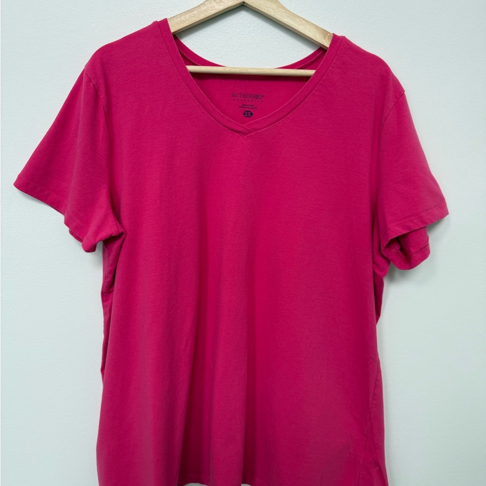 Motherhood Maternity Bright Pink V-Neck Tee